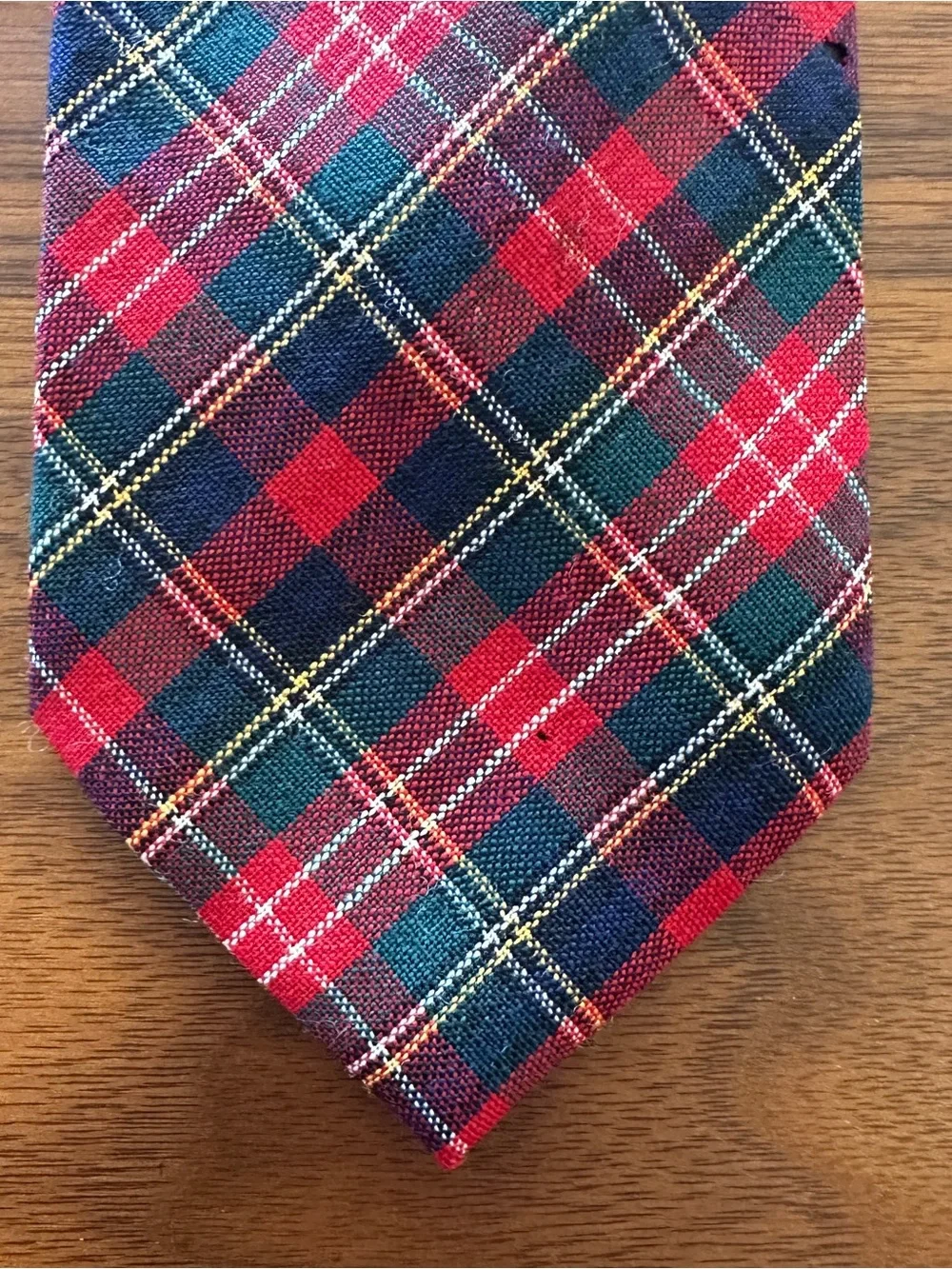 Pendleton Plaid Wool Tie in Red, Green & Navy